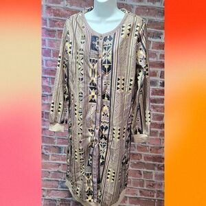 Noracora Boho Wool Blend Sweater Dress‎ – Women’s Size Large Tan Long Sleeve NEW